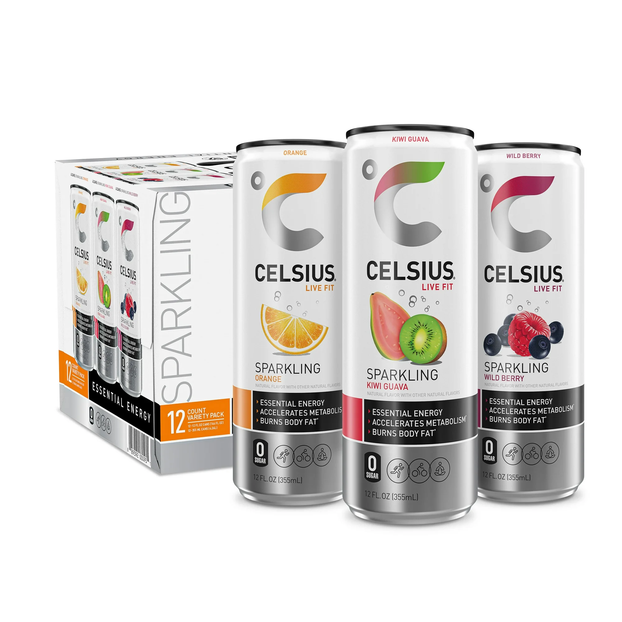 CELSIUS Sparkling Original Variety Pack, Functional Energy Drink 12 fl oz (Pack of 12)