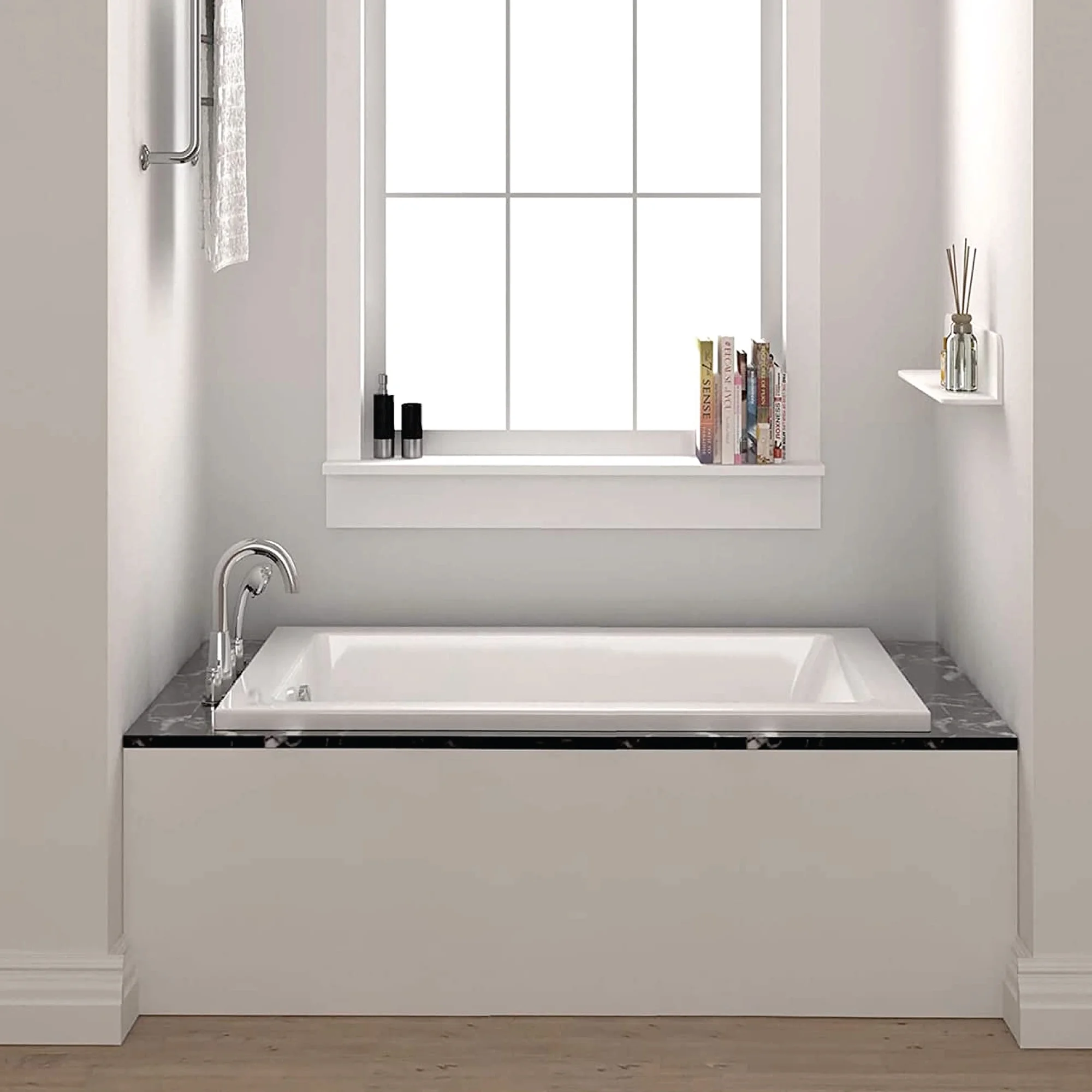 Fine Fixtures Drop-In Soaking Bathtub, Reinforced Acrylic/Fiberglass. White