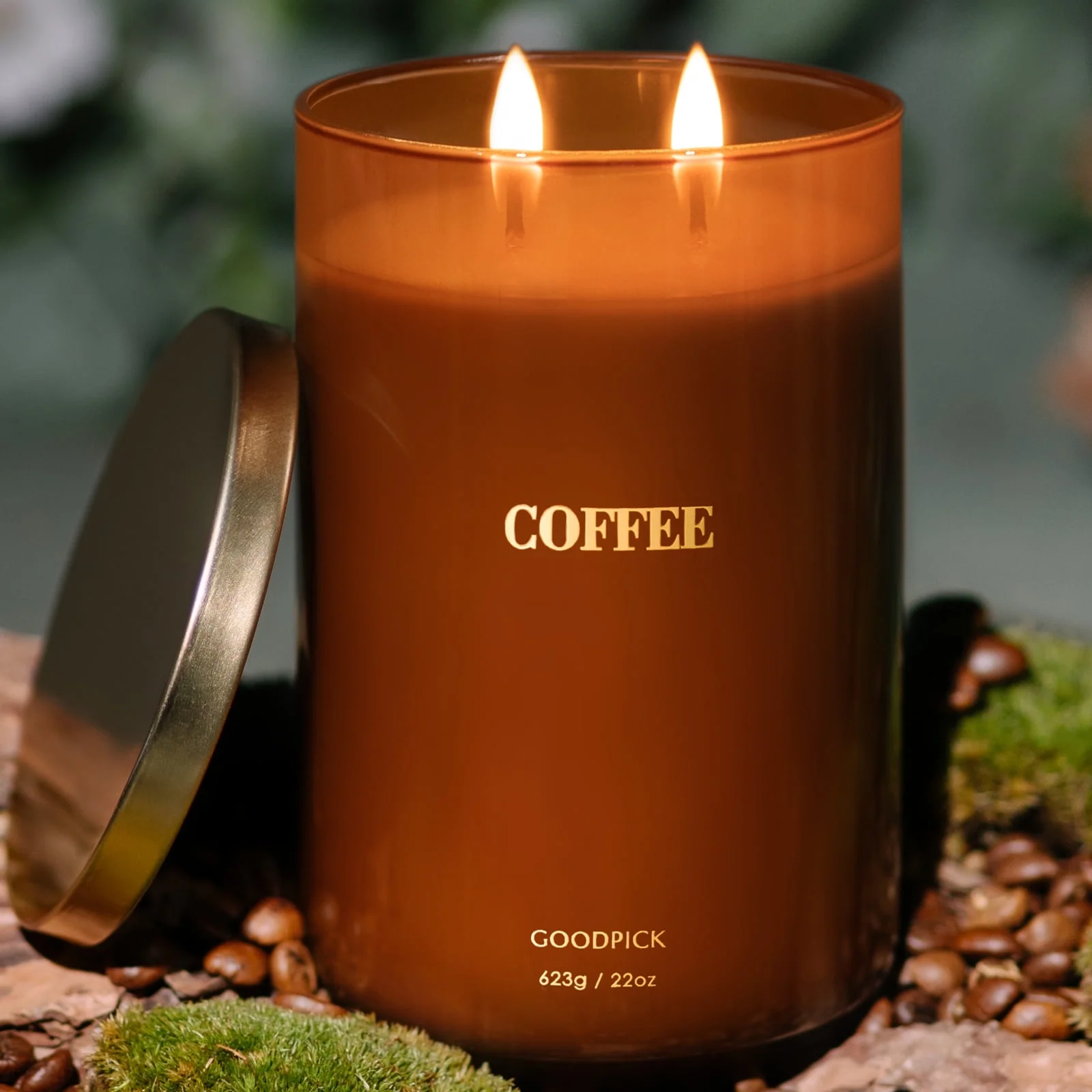 Goodpick Scented Candle 2Wick,Home Decor Aromatherapy Coffee Jar Candle 22oz,120 Hours Burn