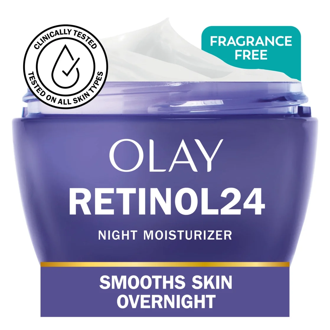 Olay Face Moisturizer Retinol 24 Night Cream, Regenerist, Fragrance Free Facial Moisturizer, 1.7 oz