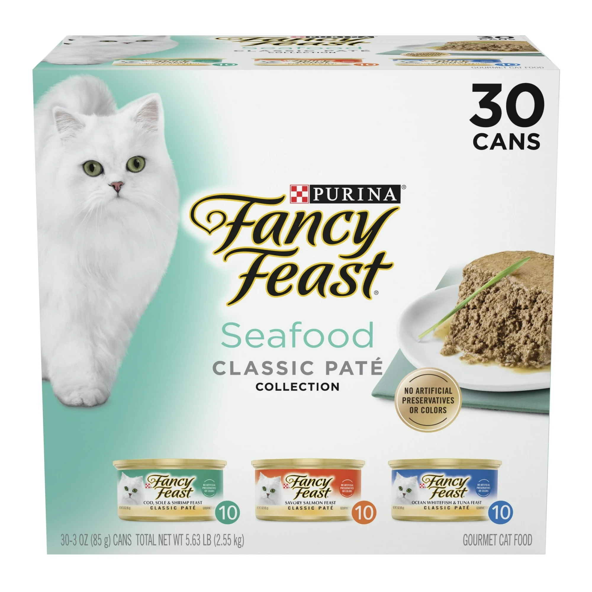 Purina Fancy Feast Classic Pate, Wet Cat Food, Seafood, 3 oz Cans (30 Pack)