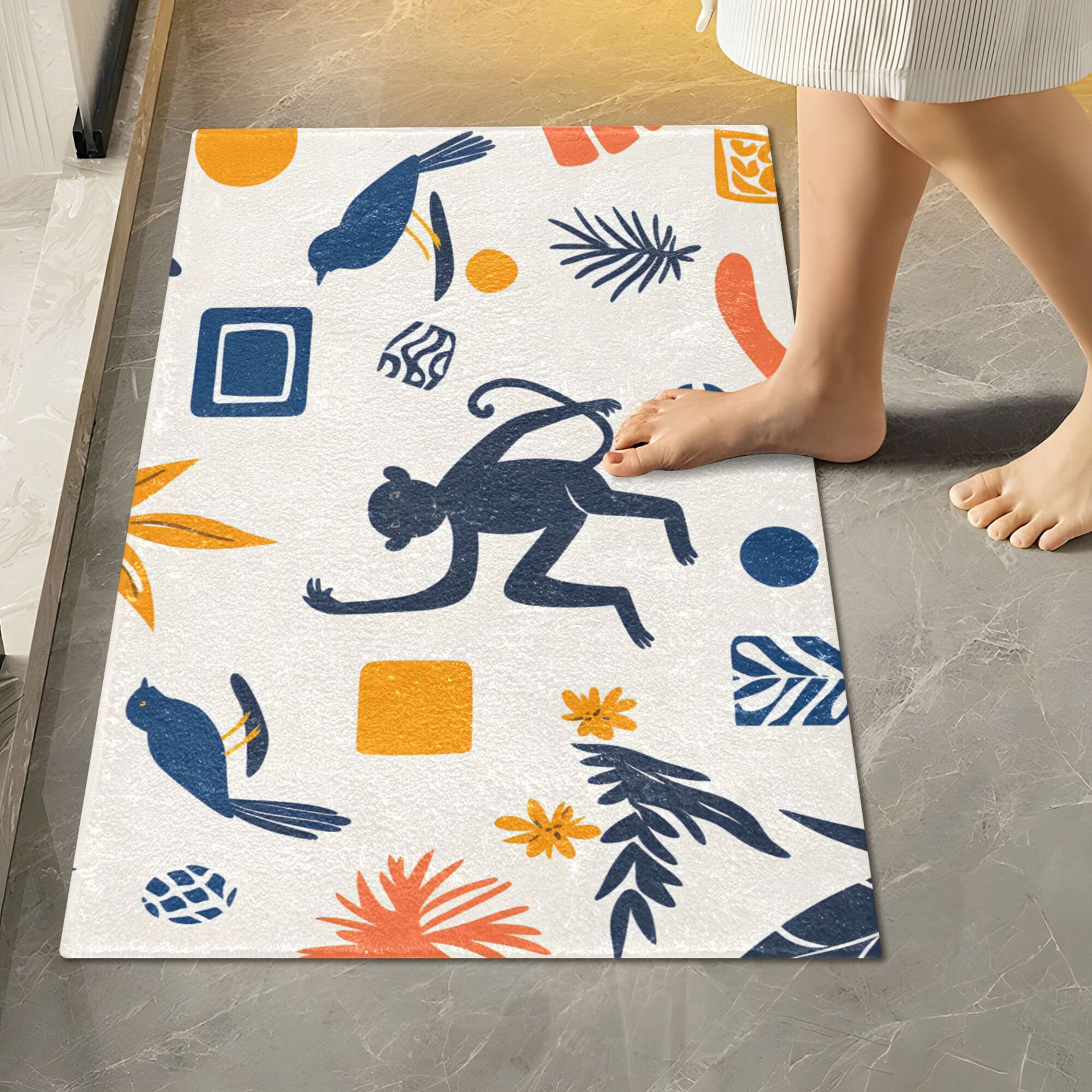 Yayeee Bath Rugs for Bathroom Floor Non Slip Contour Soft Absorbent Mat, Playful Forest